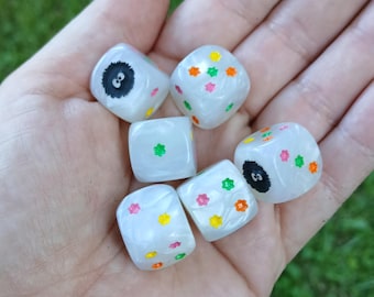 Dustball and Star Dice - Set of 6 Engraved D6 Dice - 16mm - Free US Shipping