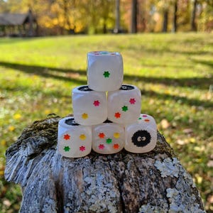 Dustball and Star Dice - Set of 6 Engraved D6 Dice - 16mm - Free US Shipping