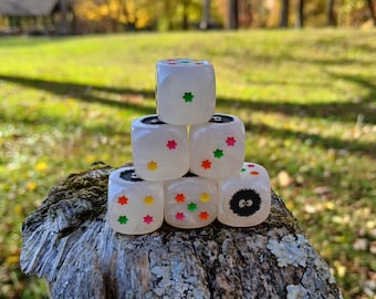 Dustball and Star Dice - Set of 6 Engraved D6 Dice - 16mm - Free US Shipping