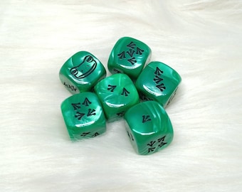 Frog Dice - Set of 6 Engraved D6 Dice - 16mm - Free US Shipping