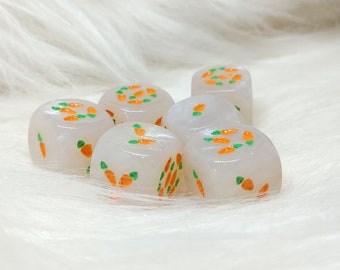 Carrot Dice - Set of 6 Engraved D6 Dice - 16mm - Free US Shipping