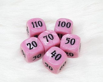 Pink & Black Damage Counter Dice: TCG Set of 6