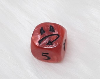 Devil Demon Horn and Tail Dice - ONE Engraved D6 Dice - 16mm