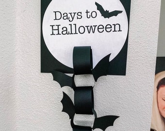 Halloween Count Down Chain SVG, Bat Paper Chain Cut File, Paper SVG File for Halloween