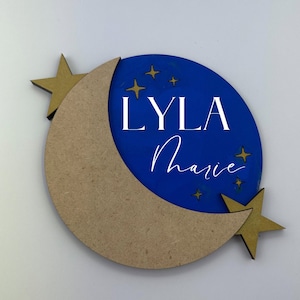 Moon and Stars Nursery Sign SVG File, Laser SVG File, GlowForge SVG File, Sign Laser Cut File
