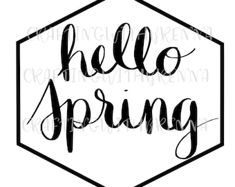 Hello Spring Hexagon SVG File PNG File