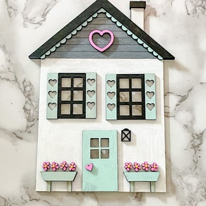 File di taglio per la casa di San Valentino, GlowForge Laser Ready SVG, decorazione per mensole, progetto GlowForge
