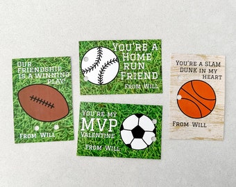 Sports Themed Valentines, Printable Valentines, Print and Cut File, Valentines for Boys, Valentines for Girls