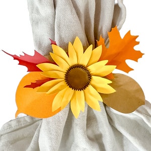Sonnenblume-Serviettenring SVG-Datei, Sonnenblume Ring-Halter Schnittdateien, Papier Sonnenblume Serviette Ring geschnitten Datei Vorlage, Thanksgiving-Dekor SVG-Datei