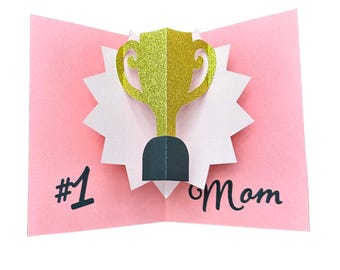 Mother's Day Pop Up Card SVG, Trophy Pop Up Card for Mom SVG File, Paper Cut File, Cut File for Silhouette, Cut File for Cricut