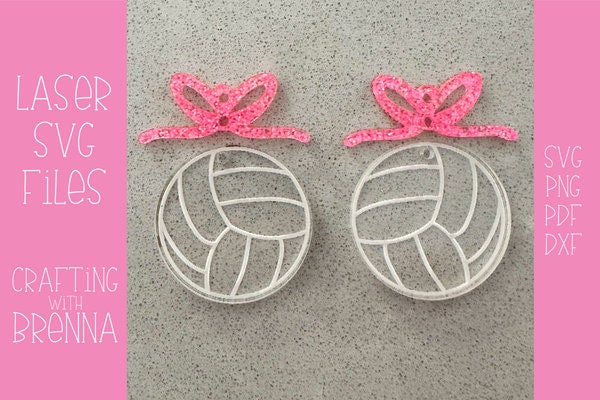 Volleyball Earring Laser SVG Files, Laser Earring SVG Bundle, Sport Season Earring Cut Files