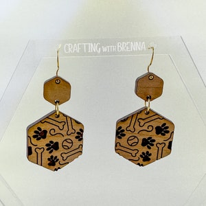 Dog Earring SVG File, Laser Ready SVG, GlowForge Project, Earrings cut File