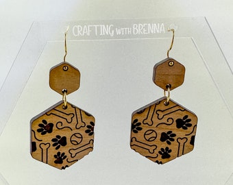 Dog Earring SVG File, Laser Ready SVG, GlowForge Project, Earrings cut File