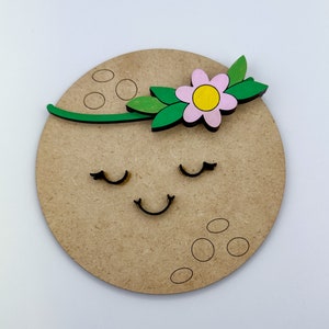 Moon with Flowers Nursery Sign SVG File, Laser SVG File, GlowForge SVG File, Sign Laser Cut File