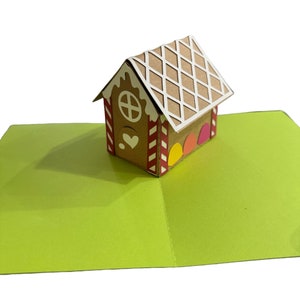 Cartão pop-up de casa de gengibre, arquivo SVG de cartão de Natal, arquivo de corte a laser de cartão pop-up de casa de gengibre