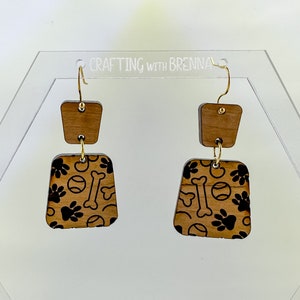 Dog Earring SVG File, Laser Ready SVG, GlowForge Project, Earrings cut File