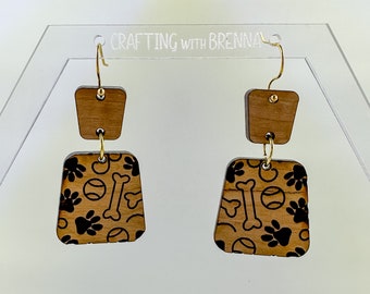 Dog Earring SVG File, Laser Ready SVG, GlowForge Project, Earrings cut File