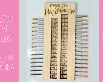 Days to Halloween Countdown Laser Cut File, GlowForge Project, Laser SVG file, Laser Project