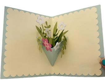Flower Pop Up Card, Mother's Day Greeting Card, For Mom Greeting Flip Card, Pop Up Greeting Card SVG