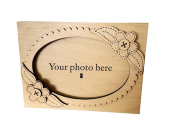 Gestikte bloemen fotolijst lasergesneden SVG-bestand, bloemen framesjabloon, familieportret frame, Glowforge SVG, DIY perfect cadeau voor moeder