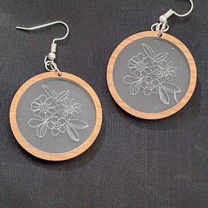 Blomma akryl örhänge SVG, blomma inlägg örhänge klippfil, örhängen fil, GlowForge Design, botanisk SVG bild 5