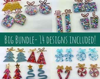 Christmas Earring Laser SVG Files, Laser Earring SVG Bundle, Christmas Earring Cut Files