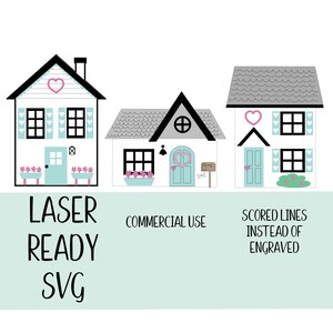 Cute Valentine House SVG- Laser Ready Cut File- Valentine Mantle Decor- GlowForge Project- House Shaped Decor- File di taglio SVG