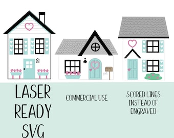 Cute Valentine House SVG- Laser Ready Cut File- Valentine Mantle Decor- GlowForge Project- House Shaped Decor- SVG cut file