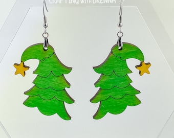 Whimsical Christmas Tree Earrings, Laser Earring SVG Bundle, Christmas Earring Cut Files