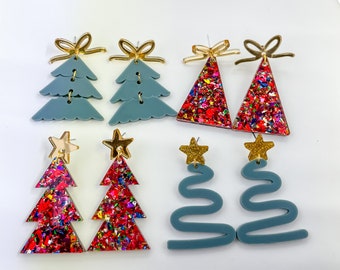 Christmas Tree Earring Laser SVG Files, Laser Earring SVG Bundle, Christmas Earring Cut Files