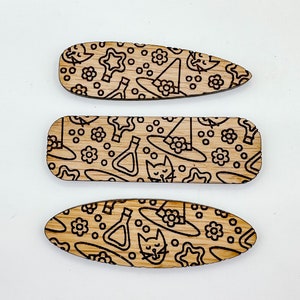 Witch Pattern Hair Clips SVG File, Laser SVG File, Hair Clip Cut File for Lasers
