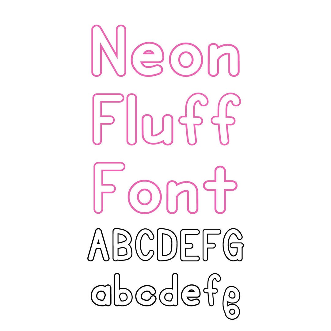 Neon Fluff Font, Outline Handwritten Font, Cute Fonts, Commercial Use ...