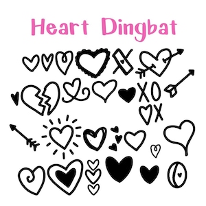 Heart Dingbat, Commercial Use Font, Cute Fonts, Fonts for Crafting, Handwritten Font, Dingbat Fonts