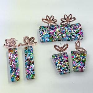 Archivos SVG para corte láser de aretes de regalo de Navidad, paquete SVG para corte láser de aretes, archivos para corte de aretes de Navidad