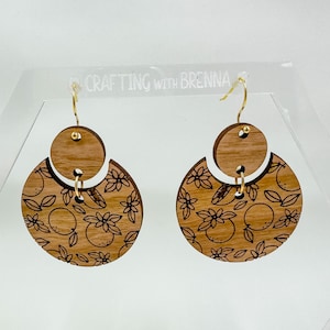 Orange Blossom Engraved Earring SVG File, Laser SVG File, Earring Cut File for Lasers