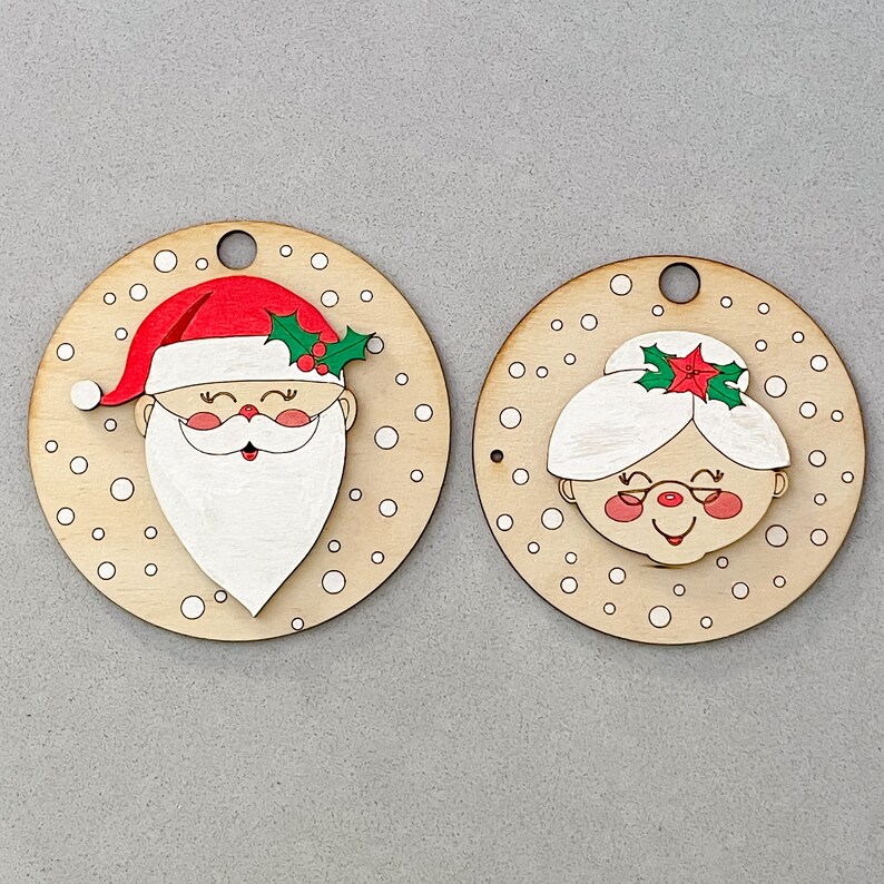 Santa and Mrs Clause Ornament SVG File Christmas Ornament SVG Etsy