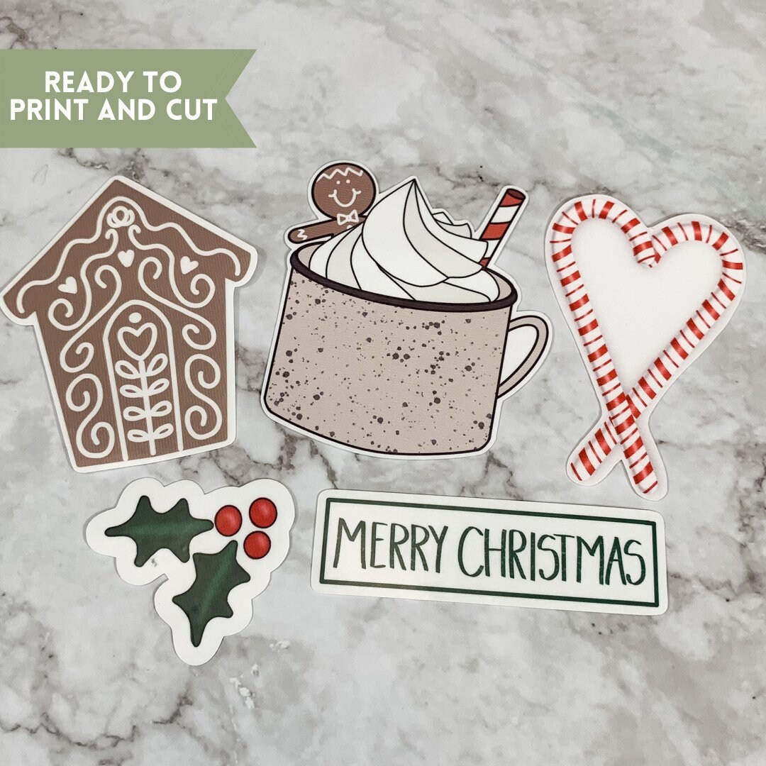 Gingerbread Design Sticker Gingerbread Themed Christmas Sticker Design Bundle PNG for Print and ...