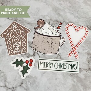 Gingerbread Themed Christmas Sticker Design Bundle PNG for Print and Cut