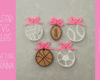 Sports Earring Laser SVG Files, Laser Earring SVG Bundle, Sport Season Earring Cut Files