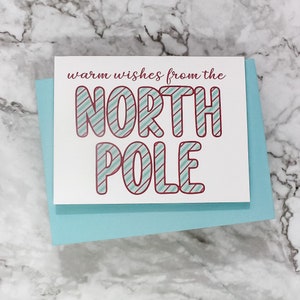 PDF afdrukbare kerstkaart Warme wensen van de Noordpool met SVG/PDF-enveloppatroon