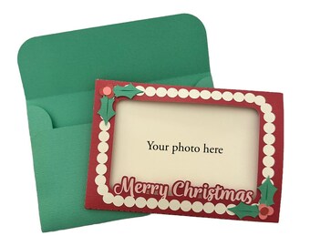 Merry Christmas Photo Card with Envelope SVG, Holiday Photo Frame Greeting Card, Christmas Message Card, Greeting Card SVG