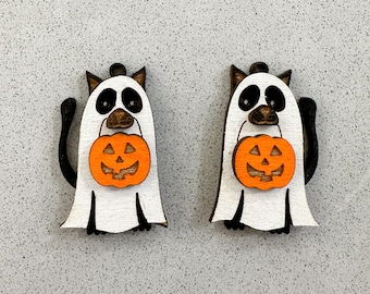 Ghost Cat Layered Earring SVG, Laser Cut Earring Files, Halloween SVG file, SVG File for Halloween Earrings