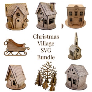 Christmas Village Laser SVG files, Christmas House Cut Files for Laser, GlowForge Project