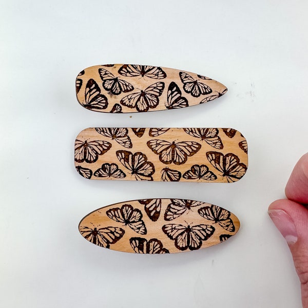 Butterfly Engraved Hair Clip SVG File, Laser Cut File, Hair Clip Laser Cut File