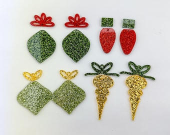 Ornement de Noël boucle d'oreille laser fichiers SVG, lot de boucles d'oreilles laser, boucle d'oreille de Noël fichiers coupés