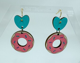 Doughnut Love Earring SVG File, Laser SVG File, Earring Cut File for Lasers