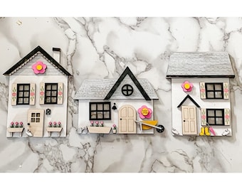 Spring House SVG- Laser Ready Cut File- House Shaped Mantle Decor- Spring House Shelf Sitter