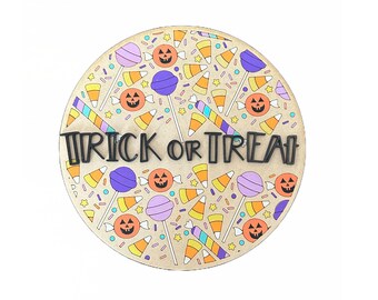Trick or Treat Sign Laser SVG File, GlowForge Project, Wood Sign SVG File