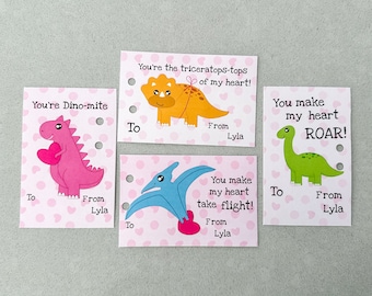 Dinosaur Themed Valentines, Printable Valentines, Print and Cut File, Valentines for Boys, Valentines for Girls