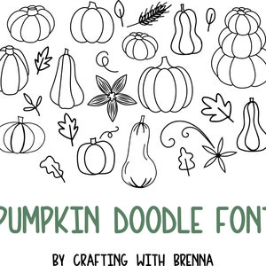 Pumpkin Doodle Dingbat Font, Commercial Use Font, Cute Fonts, Fonts for Crafting, Handwritten Font